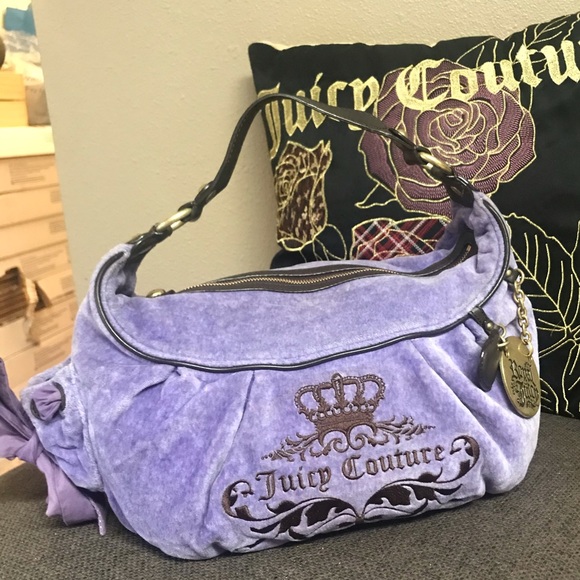 Juicy Couture Handbags - Juicy Couture vintage purple velvet hobo satchel yummy!